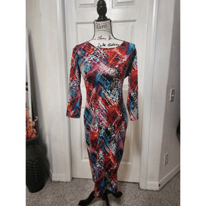 Multi Color Animal Print Criss Cross Dress SZ L